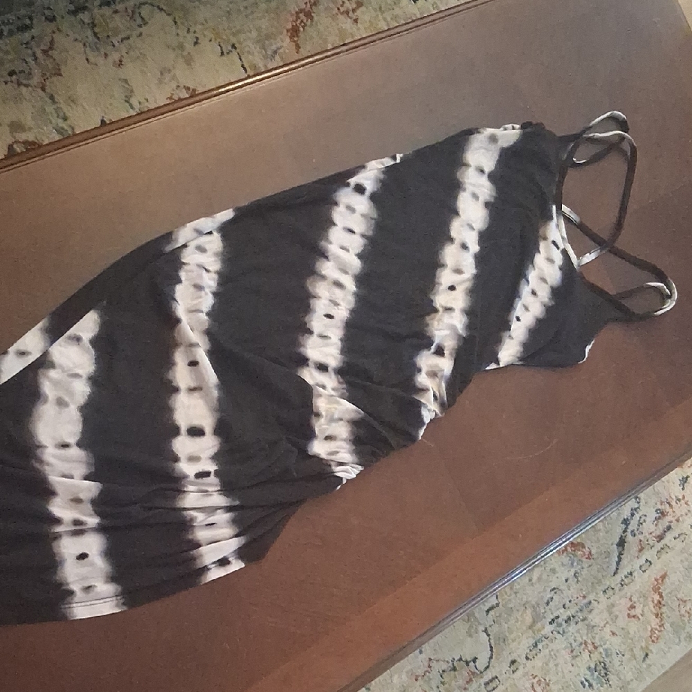 Almost Famous Black and White Backless Dress